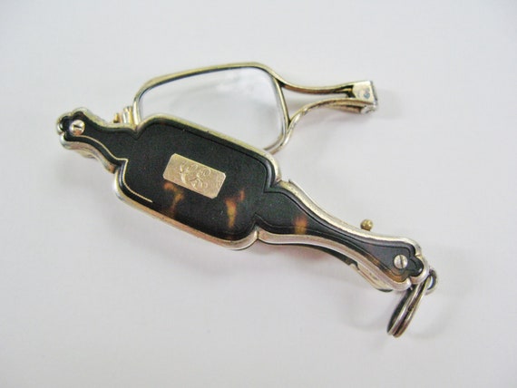 Antique Lorgnette Spectacles, Folding Tortoise Sh… - image 1