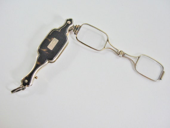 Antique Lorgnette Spectacles, Folding Tortoise Sh… - image 2