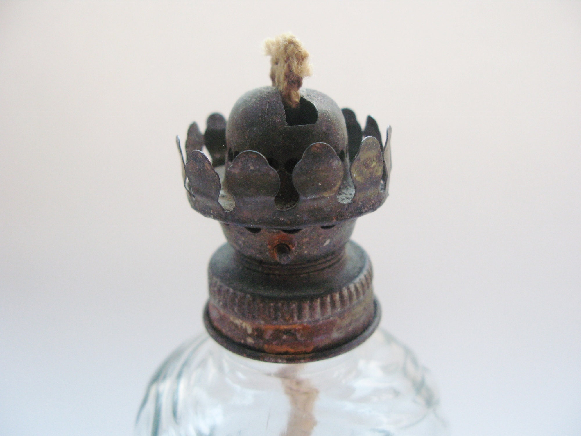 Miniature Acorn Oil Lamp Clear Glass Swirl P & A Burner Etsy Canada