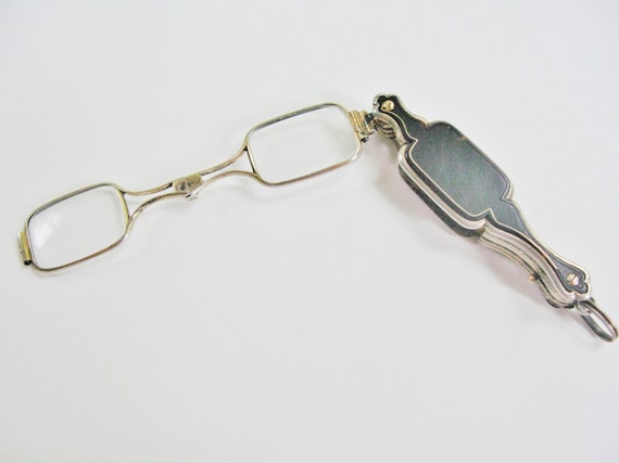 Antique Lorgnette Spectacles, Folding Tortoise Sh… - image 4