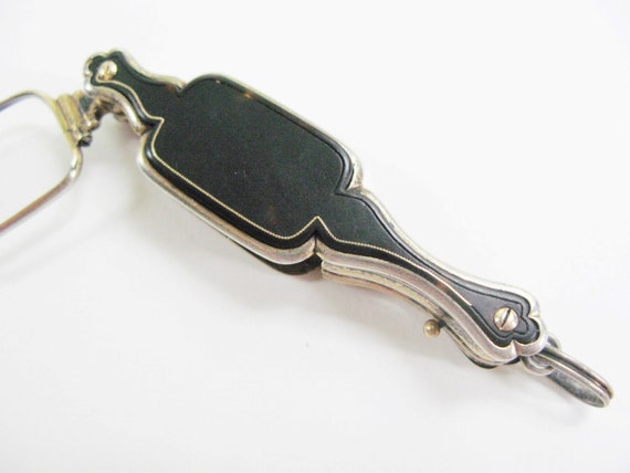 Antique Lorgnette Spectacles, Folding Tortoise Sh… - image 8