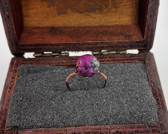 Ruby Zoisite Large Wire Wrapped Ring, Ruby Zoisite Jewelry