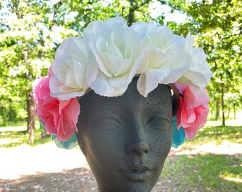 Transgender Pride Flag Flower Crown, Trans Crown, Pride Flower Crown