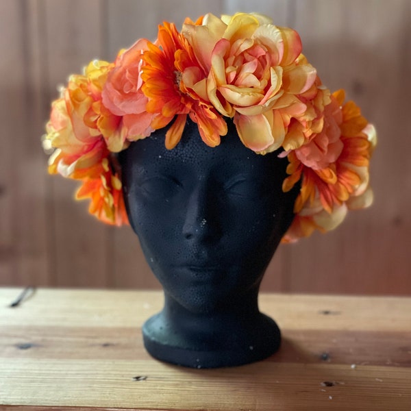 Orange Flower Crown - Etsy
