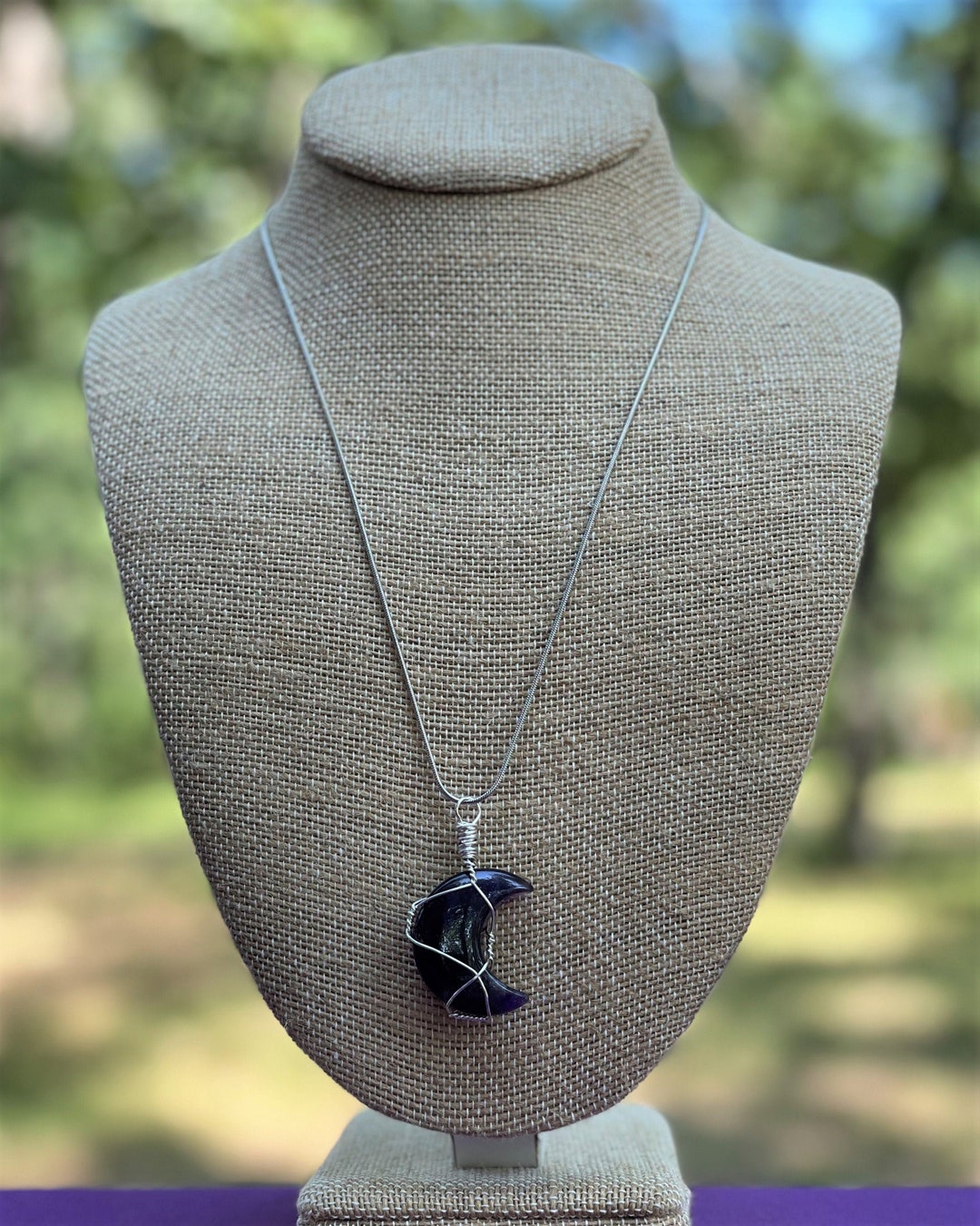 Amethyst Wire Wrapped Moon Pendant, Amethyst Crystal Moon Necklace - Etsy