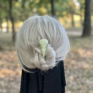 Mini glow in the dark (green) raven hair pick, mini 3D printed glow raven hair stick