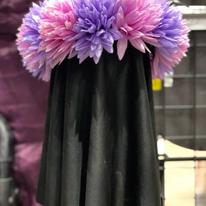Pink and purple chrysanthemum flower crown, pink and purple spiky large flower garland