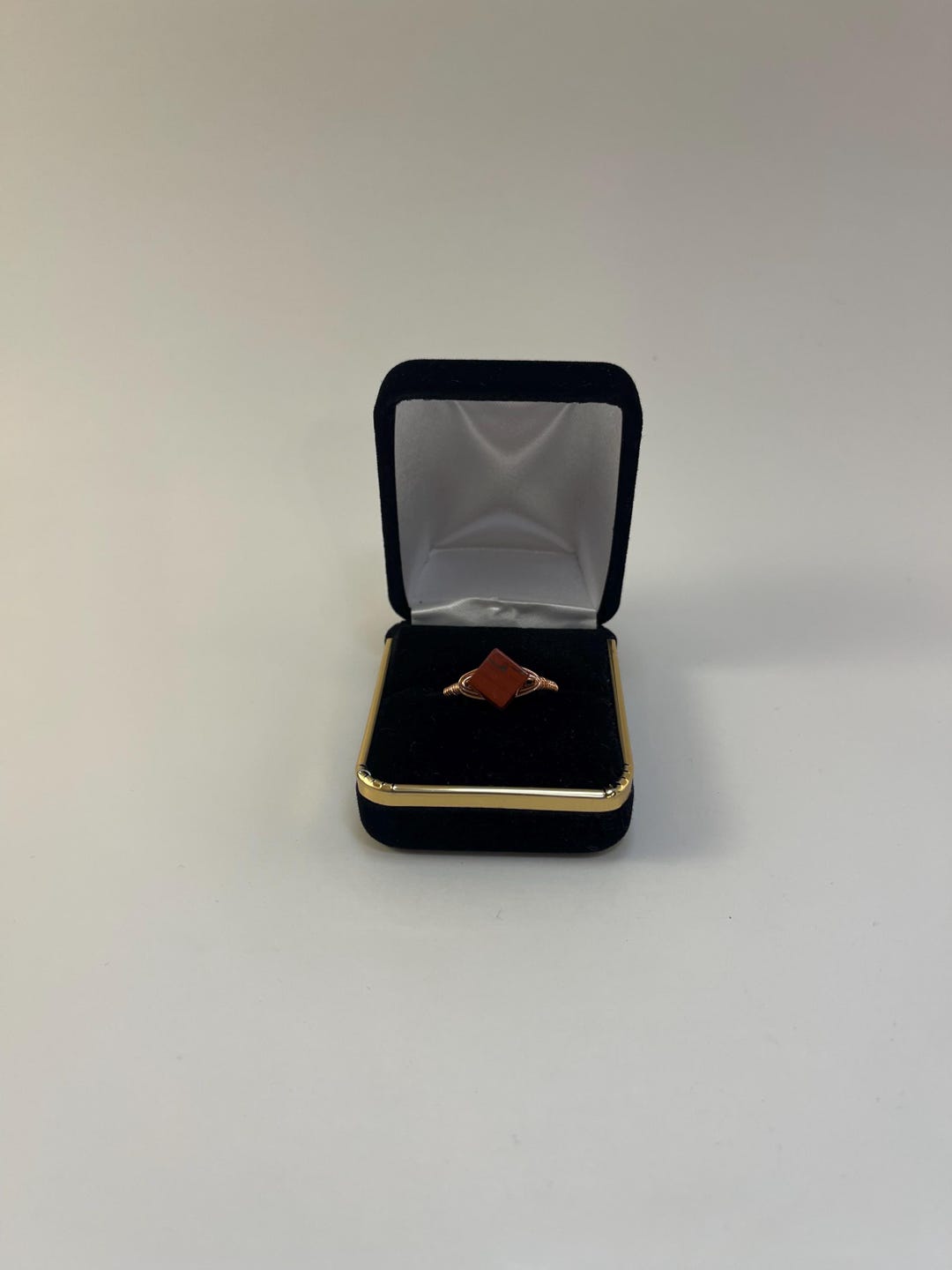 Red Jasper Square Shapped Stone, Wire Wrapped Ring, Cubbed Red Jasper ...