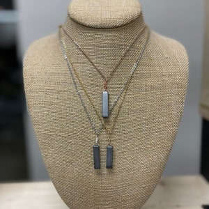 Hematite tiny stick necklaces, wire wrapped silver hematite jewelry, minimalistic jewelry