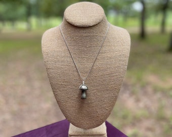 Pyrite mushroom necklace, pyrite wire wrapped pendant