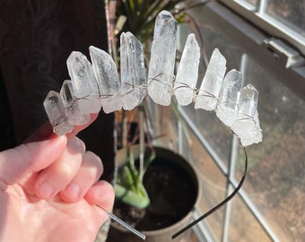 Clear Quartz Crystal Crown, Natural Quartz Crystal Tiara