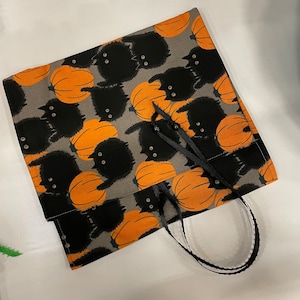 Black cat pattern wrap bag, black cat halloween fold cloth storage bag