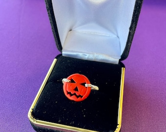 Halloween pumpkin wire wrapped rings, purple, orange, and black jack o’ lantern rings handmade