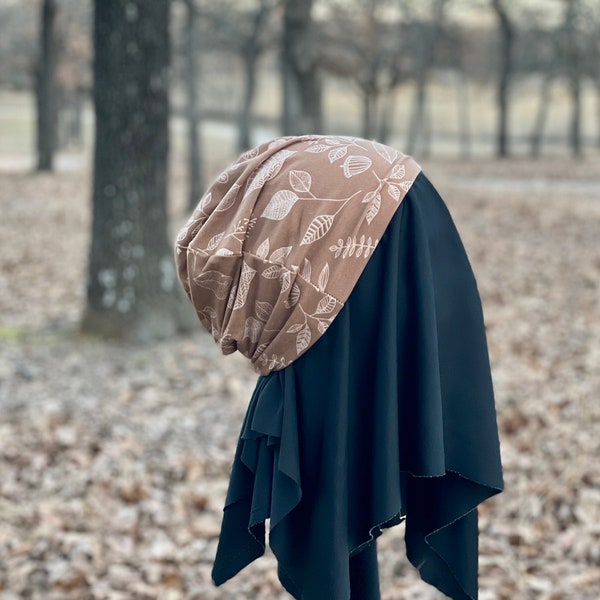 SUPER Soft nature themed Slouch Beanie, brown acorn beanie