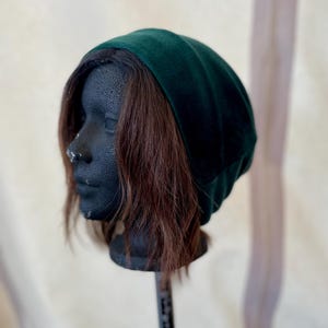 Thick lux fleece green beanie, soft and warm green capped or slouch beanie