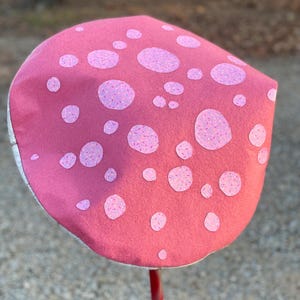 Pink with sprinkle spots mushroom hat, handmade felt toadstool hat