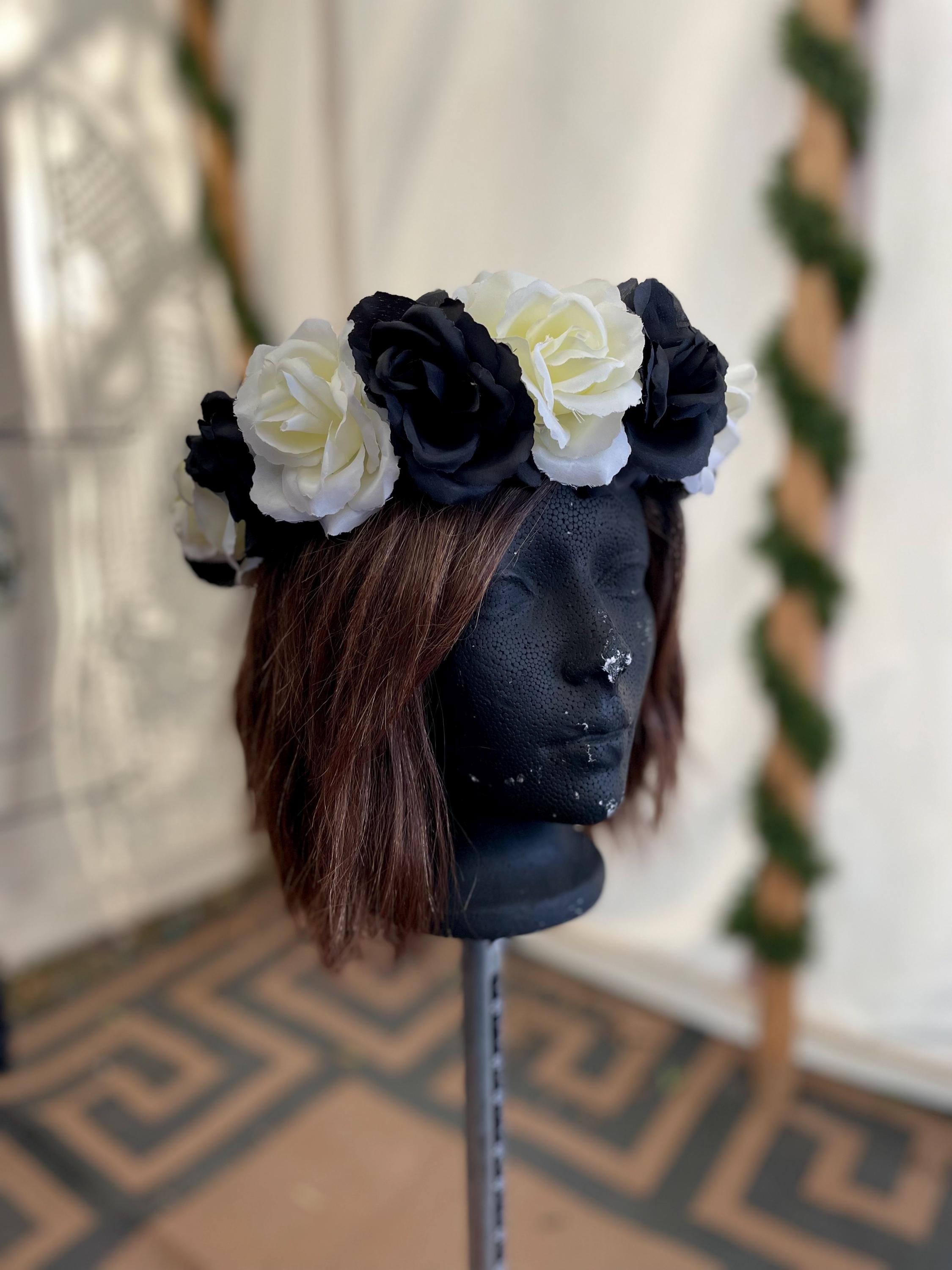 Black and White Flower Crown Etsy UK