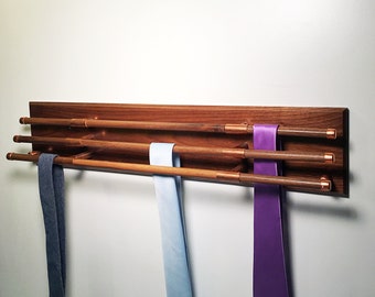 Walnut Tie and Belt Rack, Modern Clothes Organizer