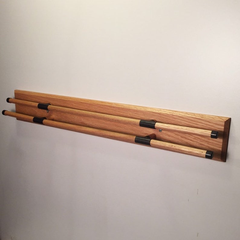 Natural Wood Tie Rack with Black Metal Hardware image 3