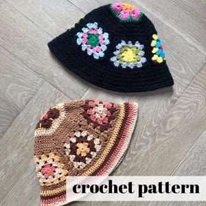 Granny Square Bucket Hat Crochet Pattern - PDF Digital Download - Retro Crochet Hat Pattern, Easy DIY Bucket Hat Tutorial