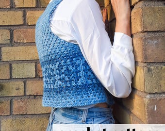 Crochet Granny Square Vest Pattern - Waistcoat PDF Pattern Download - Boho Crochet Vest, Easy DIY Crochet Waistcoat Pattern