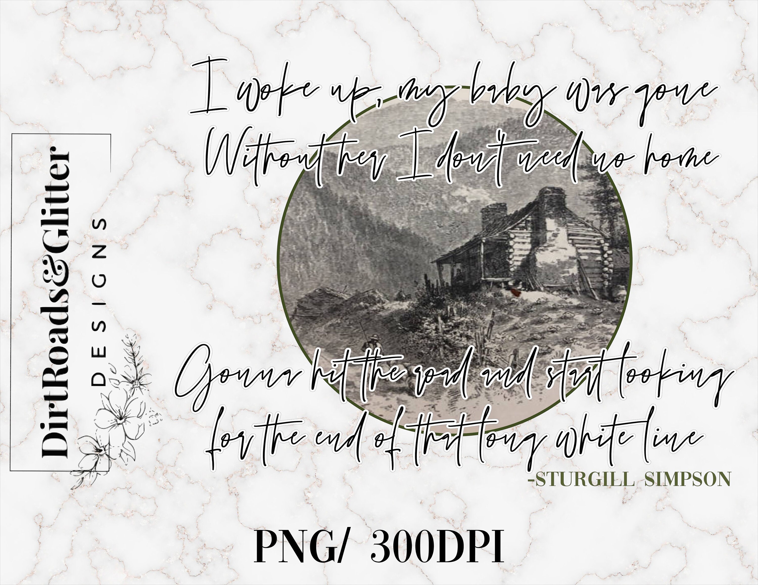 Sturgill simpson long white line lyrics png sublimation etsy