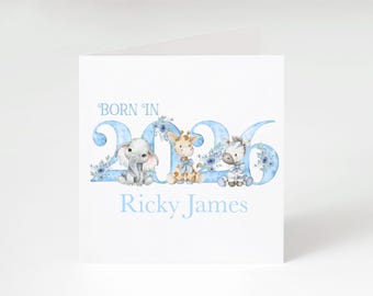 Personalised Baby Boy Born in 2026 Card - New Baby Card