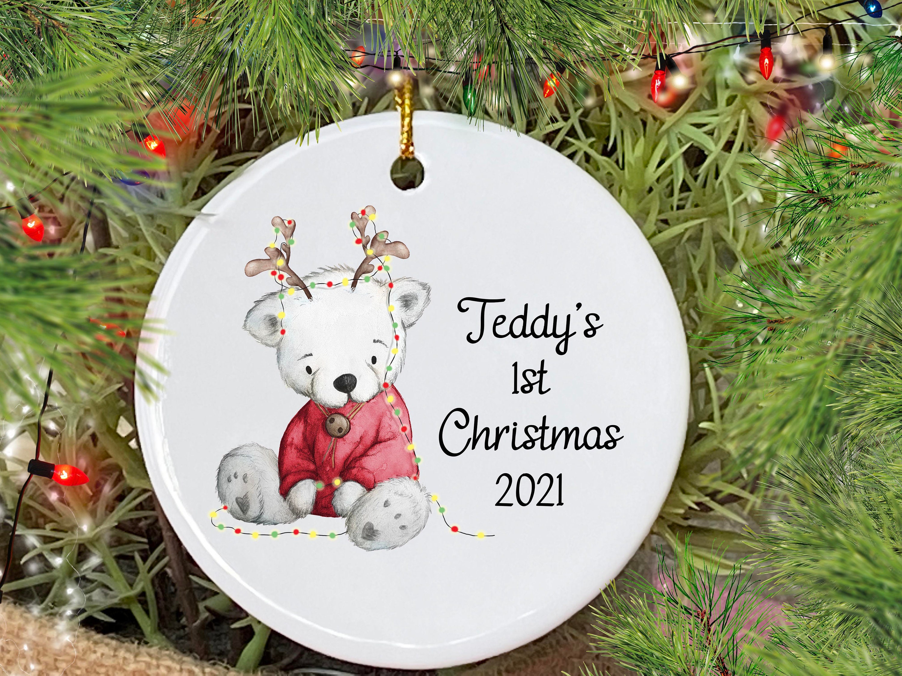 personalised 1st christmas teddy