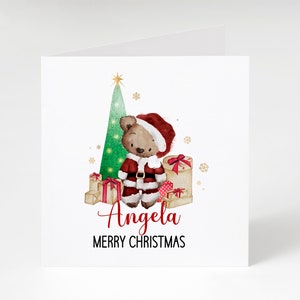 Personalised Teddy Bear Santa Christmas Card