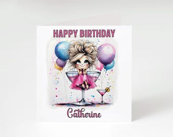 Personalised Party Girl Cocktails Birthday Card