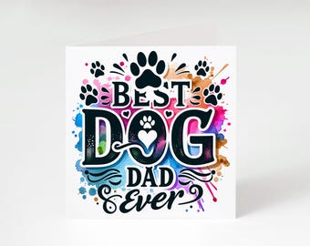 Personalised Dog Dad Father’s Day Card | Best Dog Dad Ever Card | Custom Pet Dad Card | Paw Print Father’s Day | Dog Lover Gift