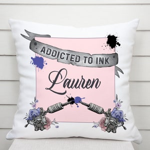 Personalised Addicted to Ink - Tattoo Lover Cushion