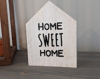 Handmade Wood House Sign, Tiered Tray Decor (7x5.5in)