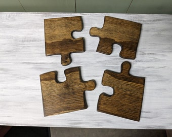 Wooden Puzzle Piece Coasters