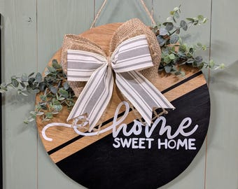 Home Sweet Home Wooden Door Hanger, Farmhouse Style