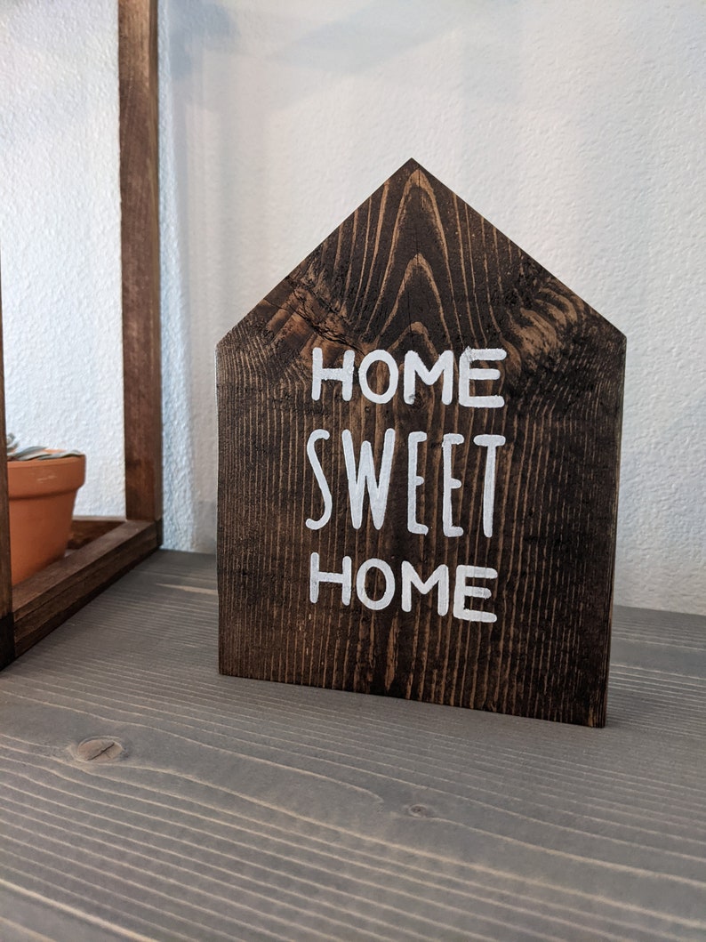 Wood House Sign House Shaped Wooden Signs Small Home Signs Etsy