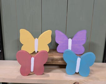 Wooden Butterfly Decor, Spring Tiered Tray Decor