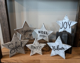 Distressed Wooden Christmas Stars, Rustic Farmhouse Decor