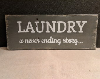 Rustic Laundry Room Sign, Gray Wood Decor