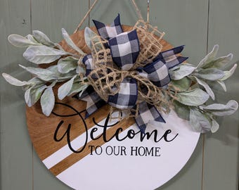 Welcome to Our Home door hanger. Front Door Decor.
