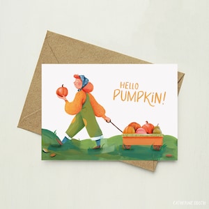 Hallo Kürbis! | Herbst Grußkarte | A6 Eco | Weihnachtsfeierkarten | Erntedank Geschenke | Kürbiskunst | Fröhliches Halloween