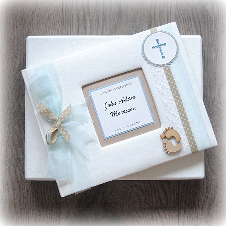 Personalised luxury scrapbook photo album guestbook 50 pages baby boy design