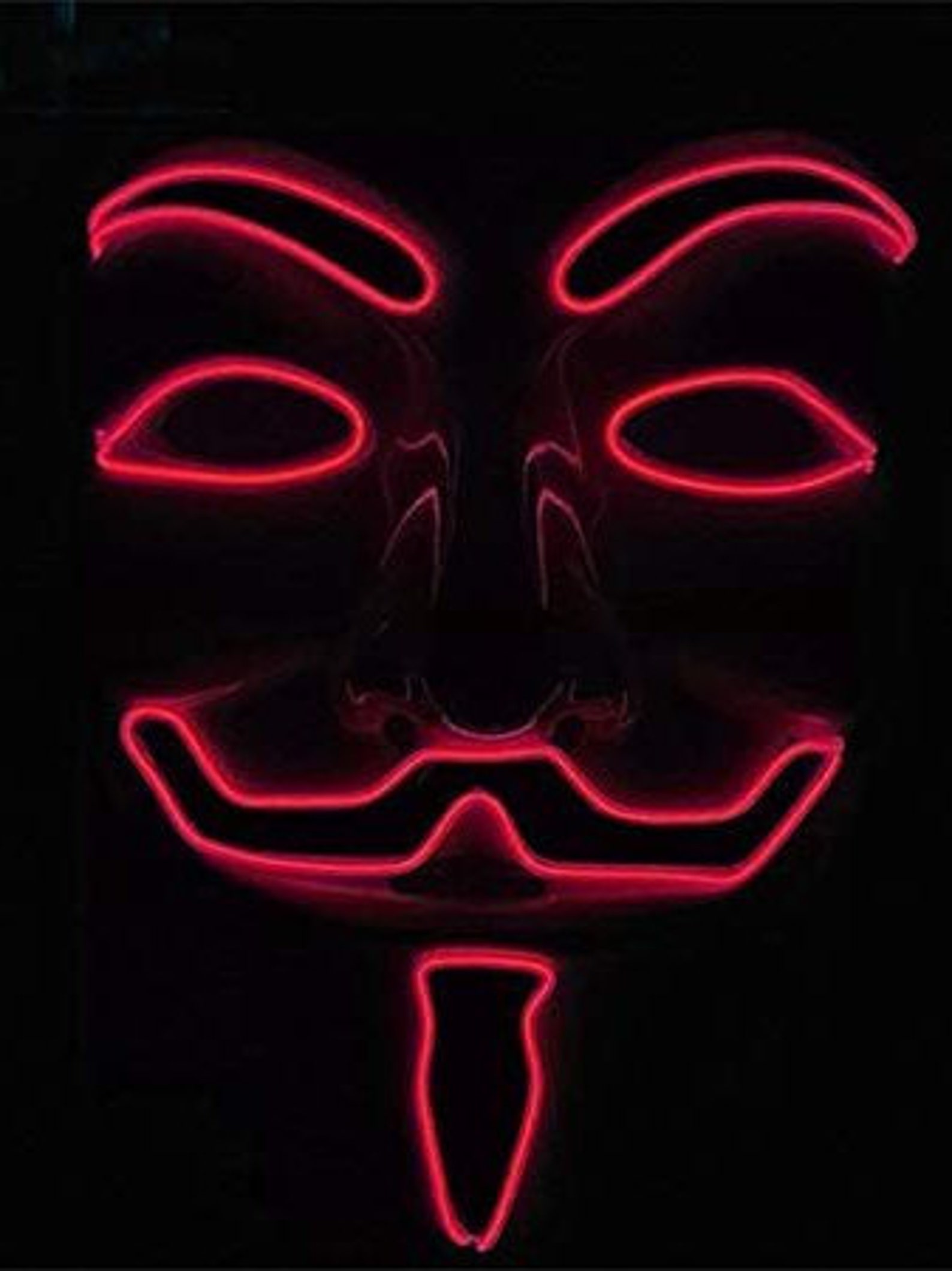 Light UP Guy Fawkes Mask Neon LED Nightlife VENDETTA Etsy