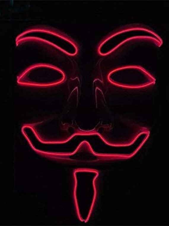 Details about   LED EL Neon Mask Halloween Anonymous Vendetta Guy Fawkes Light Up Glow Fancy 