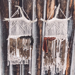 Mountain Macrame on Deer Antler - Wall Decor - Rustic Decor - Antler Decor - Naturally Shed Antler Macrame