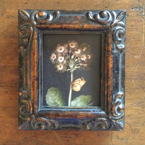 HAND PAINTED MINIATURE on a canvas print of  vintage painting of flower