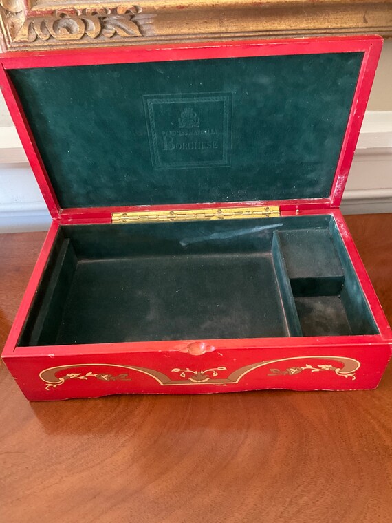 VINTAGE Princess Marcella Borghese Music Box/ Jewelry Box/ Red