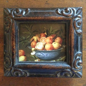 HAND PAINTED MINIATURE on a canvas print of bowl of fruit
