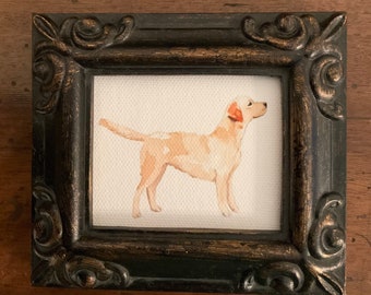 HAND PAINTED MINIATURE lab on a canvas print