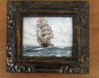 HAND PAINTED MINIATURE on a canvas print of ship